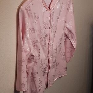 Pink Floral Satin Blouse